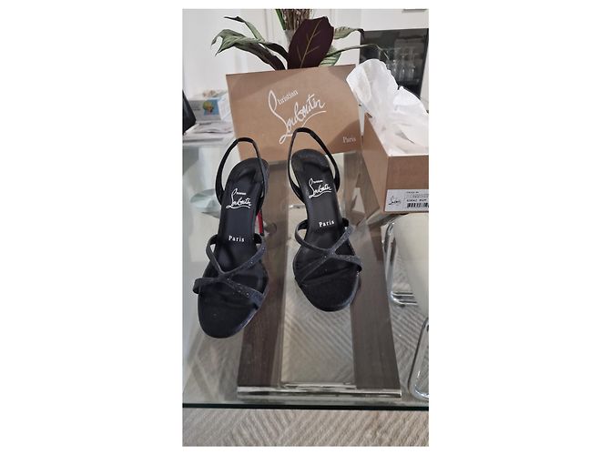 Sandali Christian Louboutin Neri in Gomma Nero - vista 6
