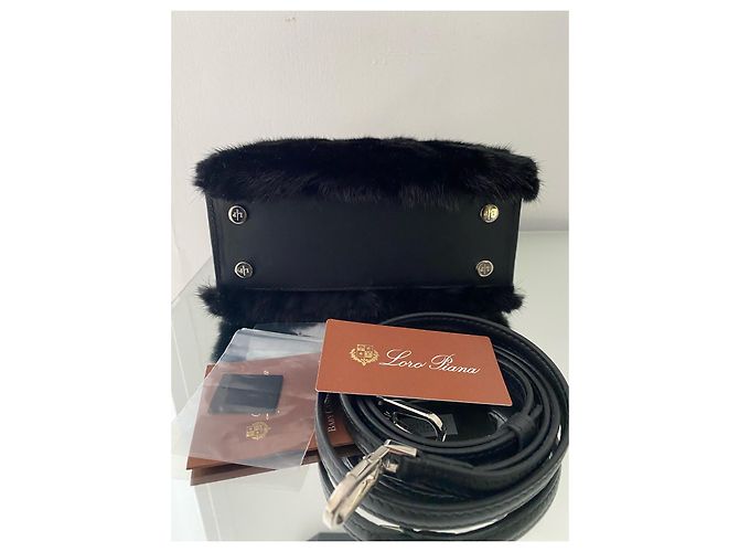 Borsa Loro Piana Cluisée Mini nera in cashmere e pelle di vitello Nero - vista 3