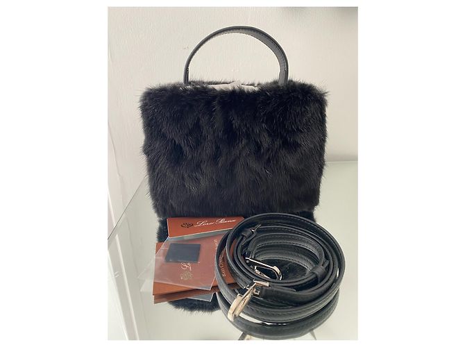 Borsa Loro Piana Cluisée Mini nera in cashmere e pelle di vitello Nero - vista 4