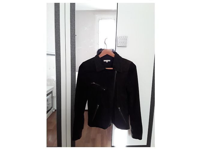 Ba&Sh Perfecto Biker Jacket Chocolate Suede - view 2