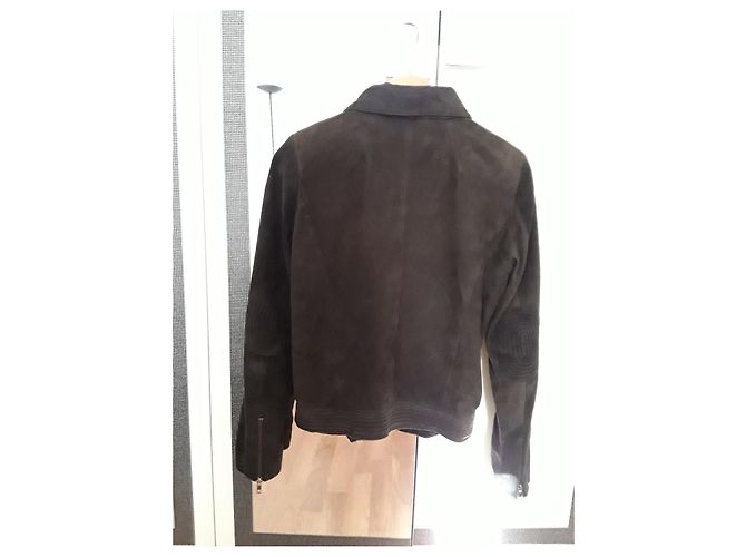Ba&Sh Perfecto Biker Jacket Chocolate Suede - view 3