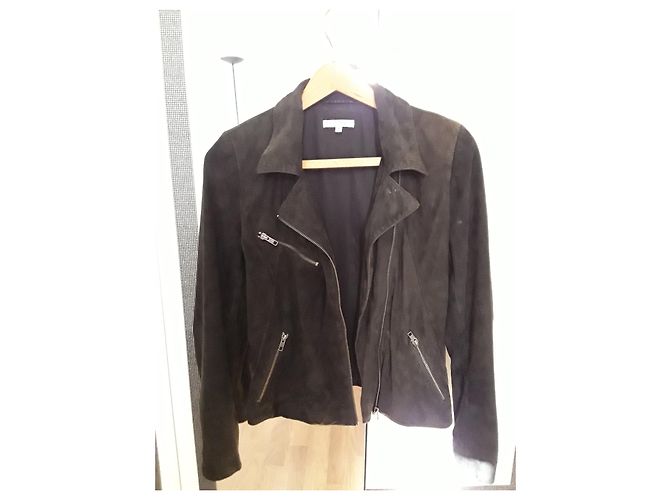 Ba&Sh Perfecto Biker Jacket Chocolate Suede - view 6