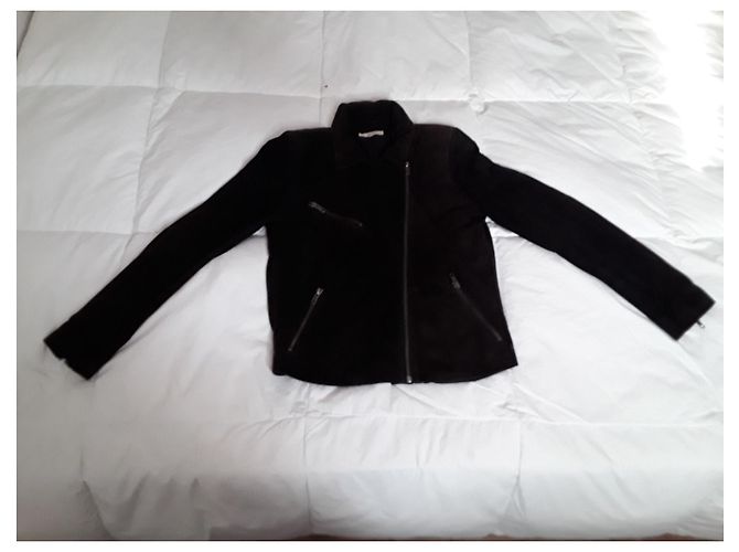 Ba&Sh Perfecto Biker Jacket Chocolate Suede - view 9