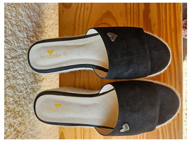 Sabot con zeppa Braccialini P in pelle scamosciata nera Nero - vista 6