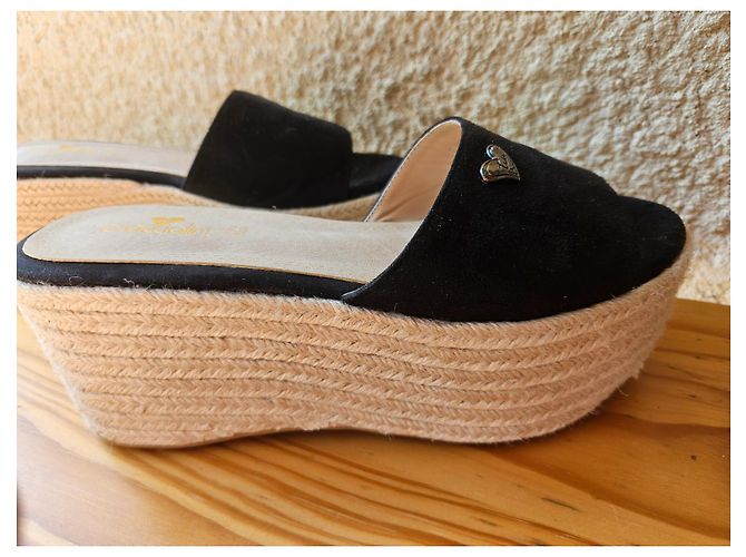 Sabot con zeppa Braccialini P in pelle scamosciata nera Nero - vista 7