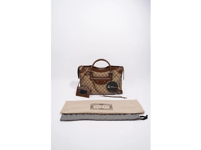 Borsa Gucci X Balenciaga Hacker Project GG Neo Classic Marrone Media - vista 11