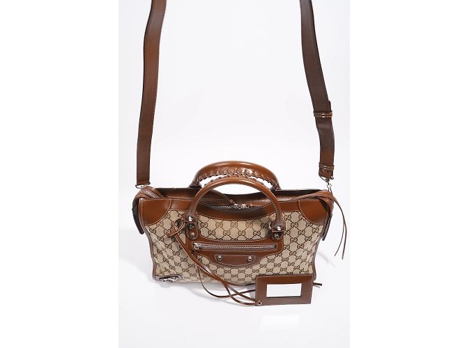 Borsa Gucci X Balenciaga Hacker Project GG Neo Classic Marrone Media - vista 12