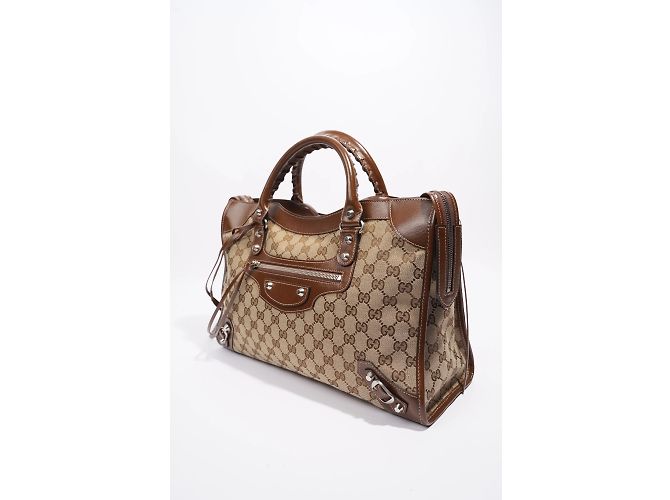 Borsa Gucci X Balenciaga Hacker Project GG Neo Classic Marrone Media - vista 14