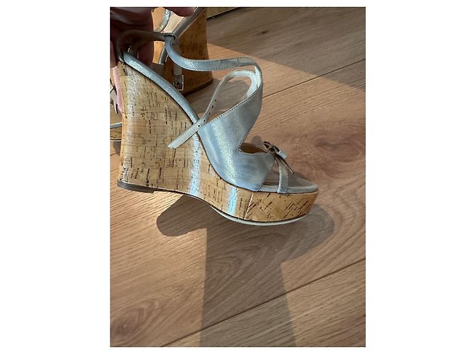 Sandali Christian Dior in pelle metallizzata Metallico - vista 3