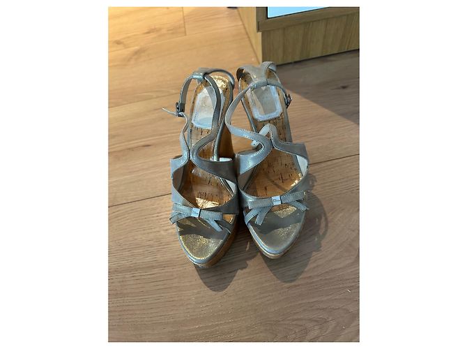 Sandali Christian Dior in pelle metallizzata Metallico - vista 4