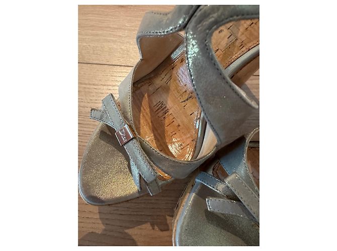 Sandali Christian Dior in pelle metallizzata Metallico - vista 7