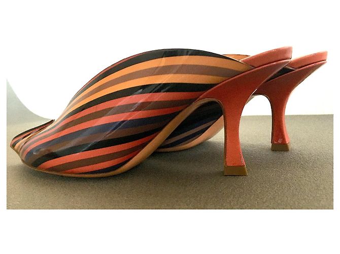 Autre Marque Y/Project 70 Mules Rayées Arc-en-ciel Multicolore Orange Jaune Blanc cassé Corail Gris anthracite Chataigne - vue 11