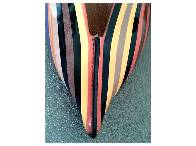 Autre Marque Y/Project 70 Mules Rayées Arc-en-ciel Multicolore Orange Jaune Blanc cassé Corail Gris anthracite Chataigne - vue 12