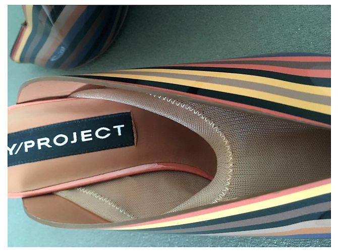 Autre Marque Y/Project 70 Mules Rayées Arc-en-ciel Multicolore Orange Jaune Blanc cassé Corail Gris anthracite Chataigne - vue 14