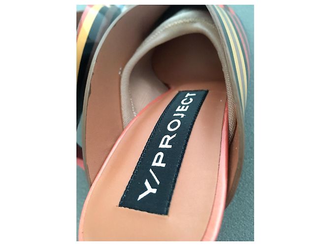 Autre Marque Y/Project 70 Mules Rayées Arc-en-ciel Multicolore Orange Jaune Blanc cassé Corail Gris anthracite Chataigne - vue 8