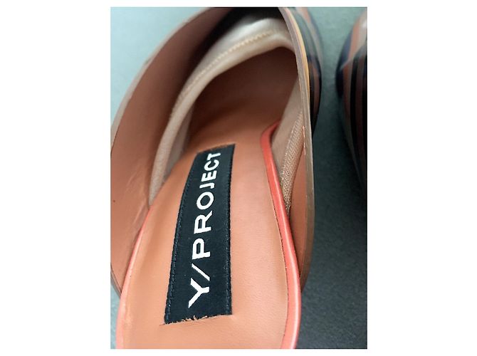 Autre Marque Y/Project 70 Mules Rayées Arc-en-ciel Multicolore Orange Jaune Blanc cassé Corail Gris anthracite Chataigne - vue 9