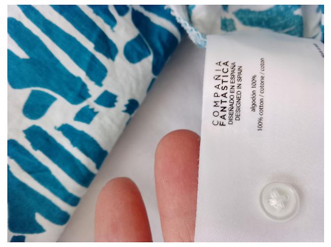 Autre Marque Vestido de algodón turquesa con estampado de tortuga - vista 2