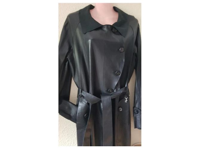 Autre Marque Lammfell Trenchcoat Schwarz - Ansicht 5