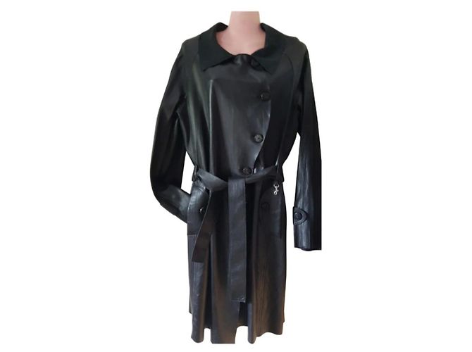 Autre Marque Lammfell Trenchcoat Schwarz - Ansicht 6