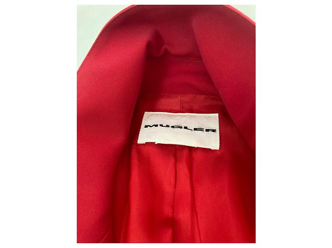 Thierry Mugler Rockanzug Rot Wolle Größe 38 - Ansicht 3