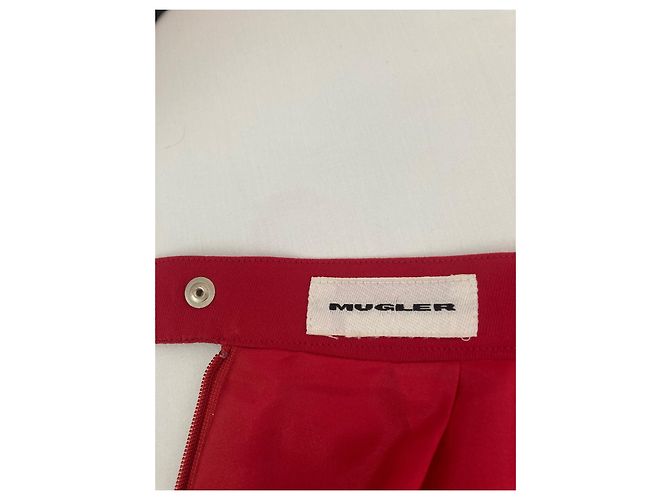 Thierry Mugler Rockanzug Rot Wolle Größe 38 - Ansicht 6