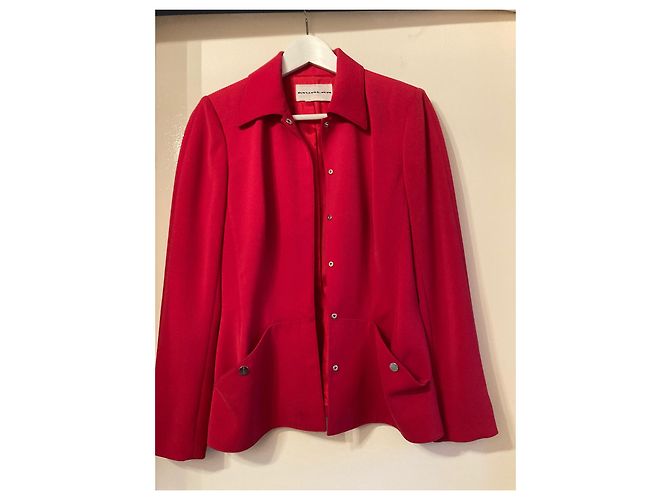 Thierry Mugler Rockanzug Rot Wolle Größe 38 - Ansicht 8