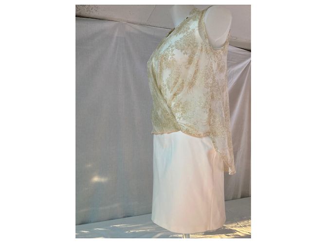 Autre Marque Adam für Eva Kleid Eierschale Goldener Schleier Aus weiß - Ansicht 2