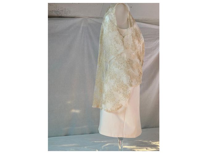 Autre Marque Adam für Eva Kleid Eierschale Goldener Schleier Aus weiß - Ansicht 3
