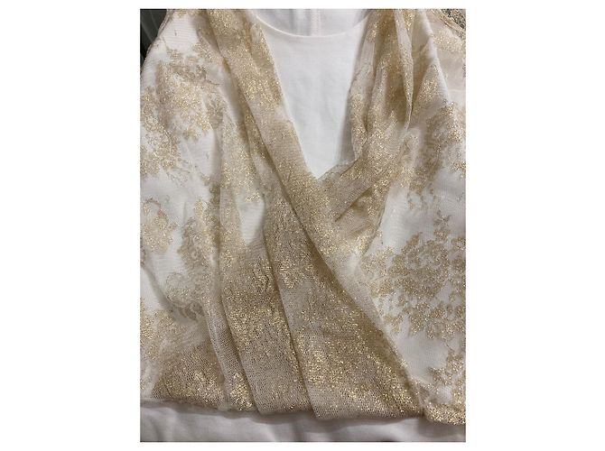 Autre Marque Adam für Eva Kleid Eierschale Goldener Schleier Aus weiß - Ansicht 6
