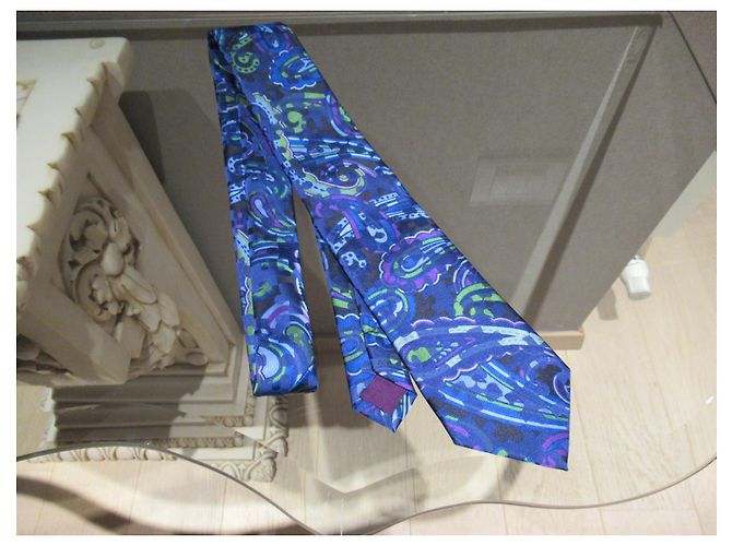 Gravata de seda Etro azul roxa e verde - vista 5