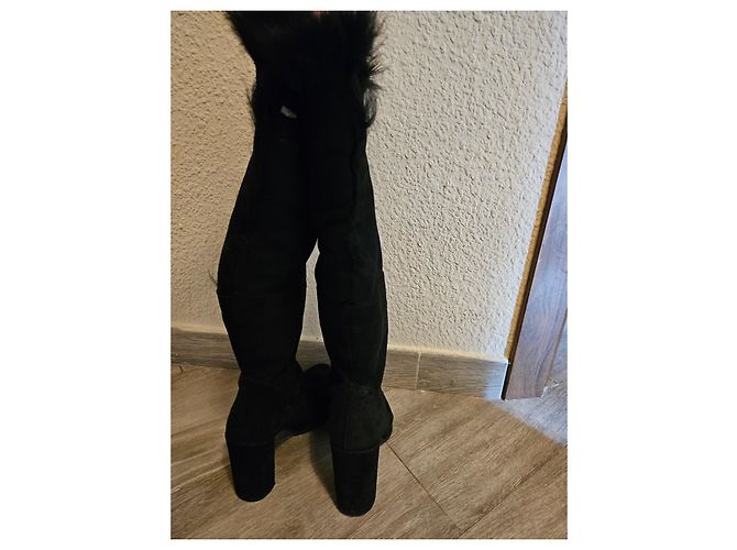 Stuart Weitzman Stivali con tacco grosso in pelle scamosciata Nero - vista 4