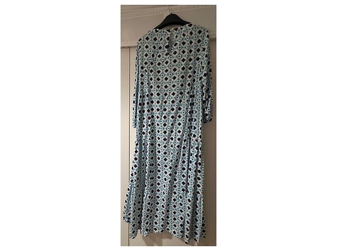 Vestido largo Zara de algodón estampado azul y blanco XS - vista 2