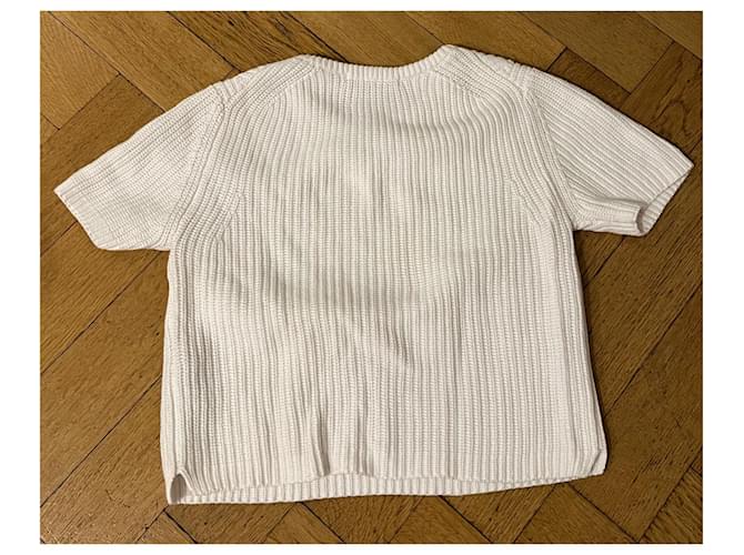 Zara weißer Kurzarm Pullover aus Baumwolle cropped - Ansicht 2