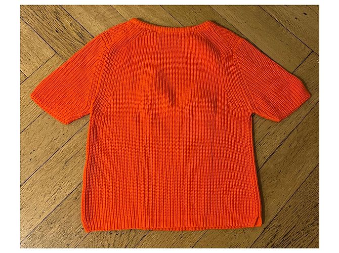 Zara Kurzärmeliger Cropped Pullover aus Baumwolle Orange - Ansicht 2