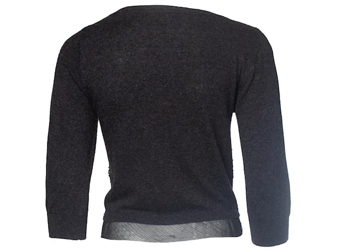 Autre Marque Adolfo Dominquez, graue Strickjacke mit Perlen - Ansicht 2