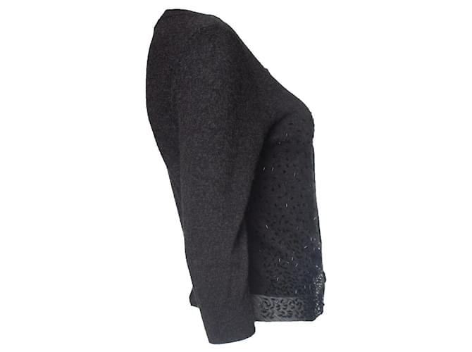 Autre Marque Adolfo Dominquez, graue Strickjacke mit Perlen - Ansicht 4