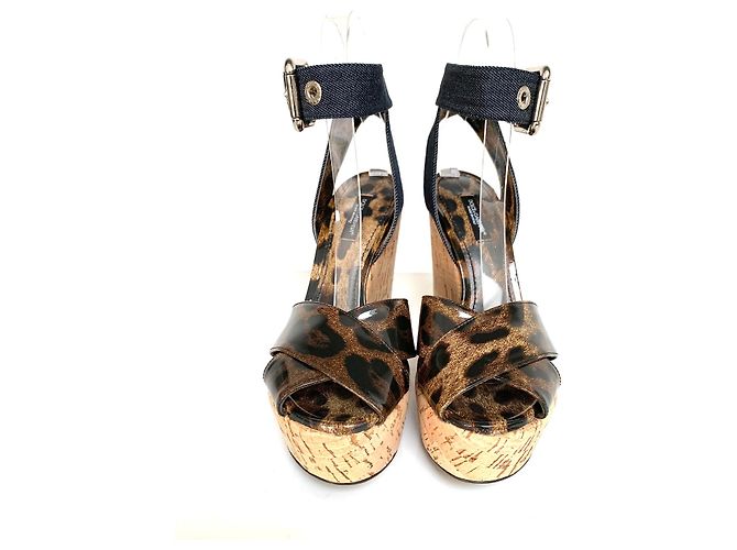 Dolce & Gabbana Keilabsatz Mules Leopardenmuster und Blauem Denim Leopardenprint - Ansicht 4