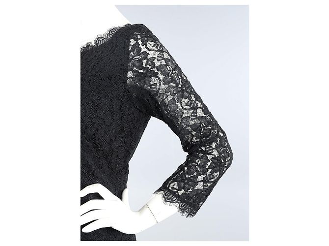 Diane Von Furstenberg DvF schwarzes Zarita Langes Spitzenkleid - Ansicht 4