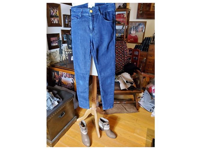 Jeans SéZane Blu Navy in Cotone - vista 9