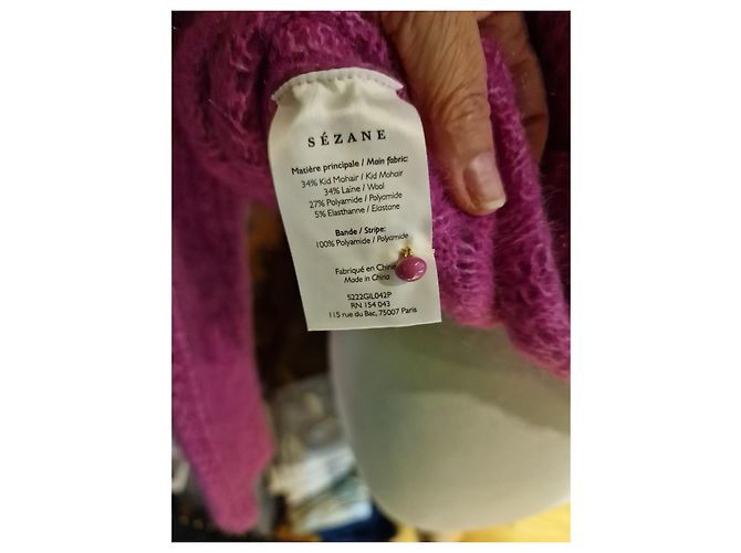 SéZane Suzana Strickjacke Baumwolle Fuchsia Fuschia - Ansicht 12