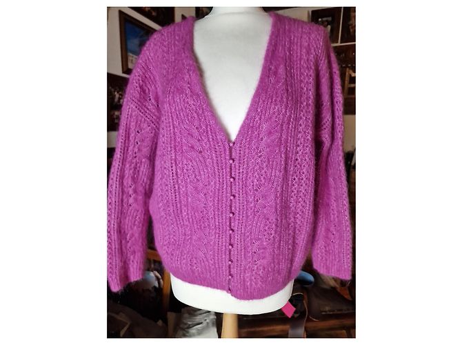 SéZane Suzana Strickjacke Baumwolle Fuchsia Fuschia - Ansicht 2