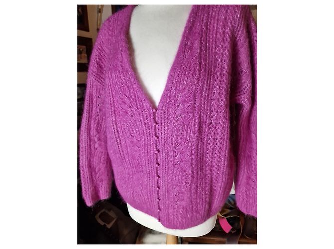 SéZane Suzana Strickjacke Baumwolle Fuchsia Fuschia - Ansicht 3