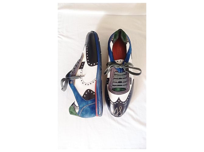 Silvano Lattanzi Sneakers stringate Nero Bianco Grigio Blu chiaro - vista 3