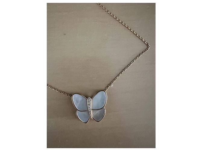 Collar Van Cleef & Arpels Mariposa Nácar Blanco Oro Amarillo - vista 4