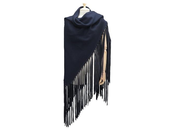 Écharpe / Châle Femme En 100% Cachemire - Bleu Marine Uni - Qualité Supérieure - Neuf Avec étiquette