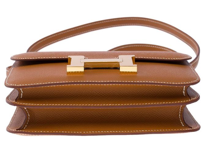 Hermès Sac HERMES Constance en Cuir Doré - 101344 - vue 10