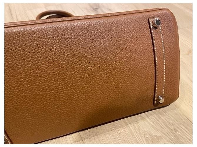 Borsa a mano Hermès Birkin 35 in pelle Cognac - vista 3