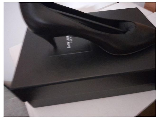 Décolleté Saint Laurent in pelle nera 5 cm Nero - vista 2