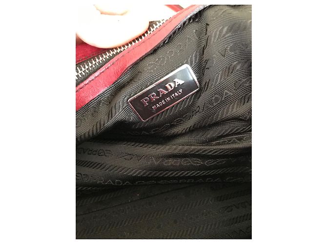 Vitello Borsa Prada Easy in pelle di agnello rosso scuro Bordò - vista 3