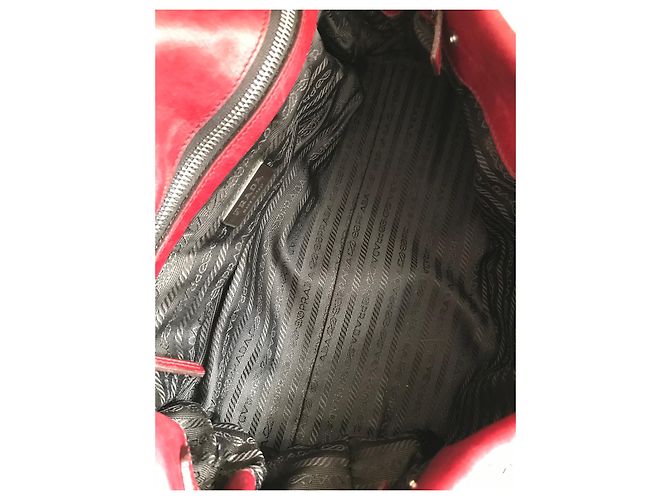 Vitello Borsa Prada Easy in pelle di agnello rosso scuro Bordò - vista 4